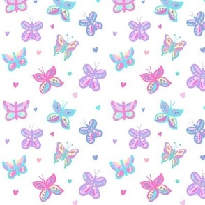 Butterflies with Hearts Pastel