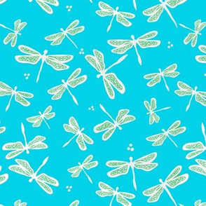 Dandy Dragonflies on Aqua