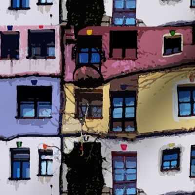 windows of the Hundertwasser's house in Vienna