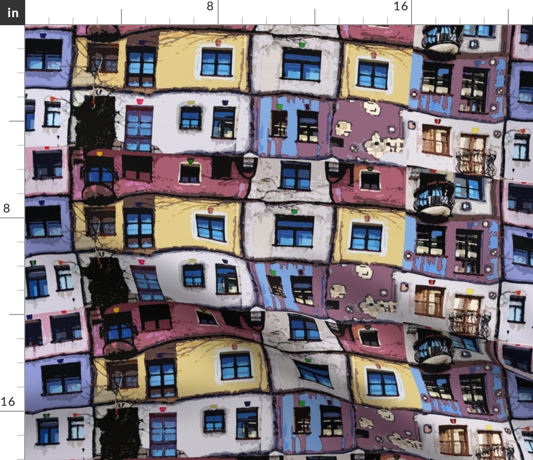 windows of the Hundertwasser's house in Vienna