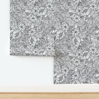 floral linework - large scale - black