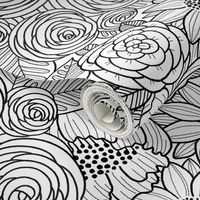 floral linework - large scale - black