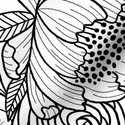 floral linework - large scale - black