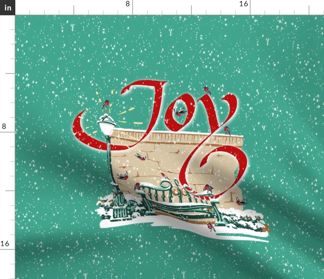 Christmas Joy Fat Quarter 16” x”16” Pillow || Cool Green