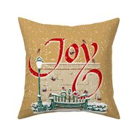 Christmas Joy Fat Quarter 16” x”16” Pillow || Golden Yellow