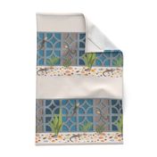 Geckos among the breeze blocks - blue panels