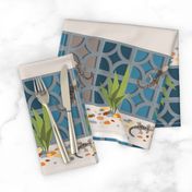 Geckos among the breeze blocks - blue panels