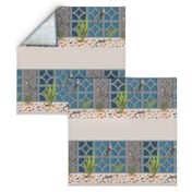 Geckos among the breeze blocks - blue panels