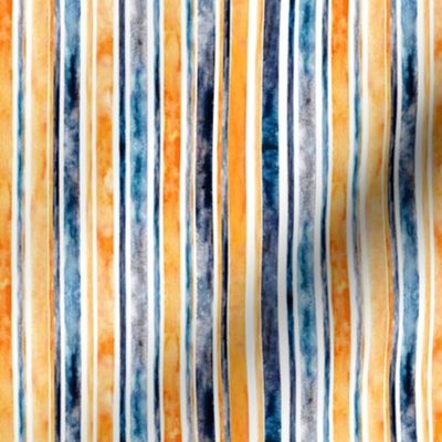 Watercolor Stripes - Orange & Navy  (Small Vertical Version)