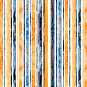 Watercolor Stripes - Orange & Navy  (Small Vertical Version)