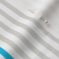 Little Swimmers Large | Cyan Blue + Warm Gray Stripes