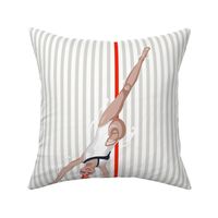 Little Swimmers Large | Red + Warm Gray Stripes