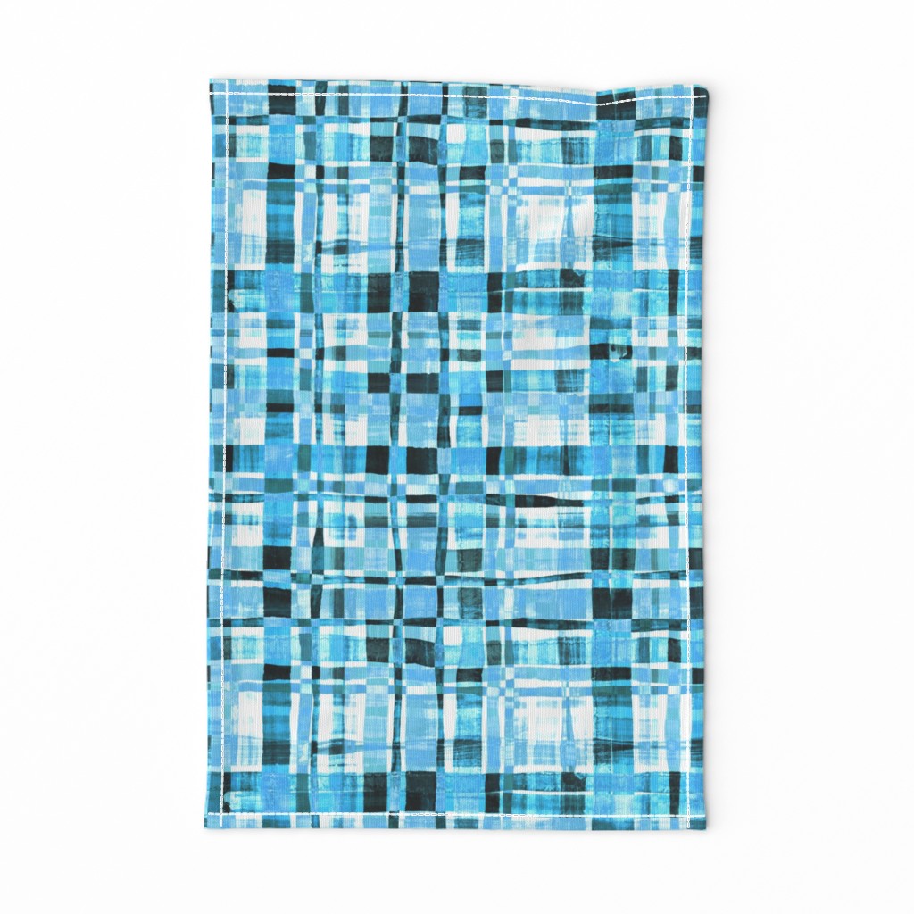 Modern Plaid - Hand Painted Check in blue