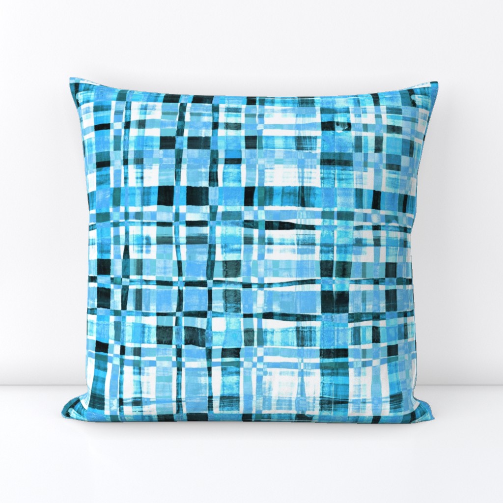 Modern Plaid - Hand Painted Check in blue