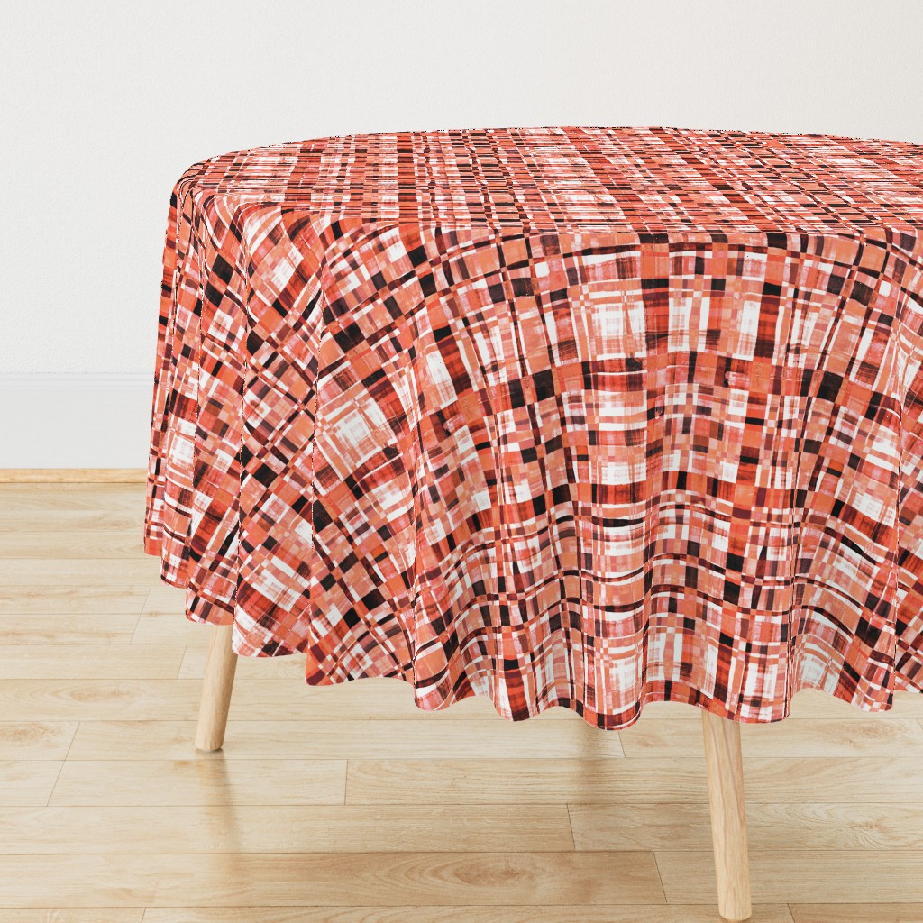 Modern Plaid - Hand Painted Check in coral