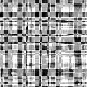 Modern Plaid - Hand Painted Check in Black and White