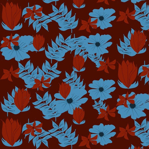 Blue and red floral