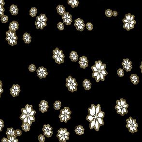 White & Gold Poinsettias on Black