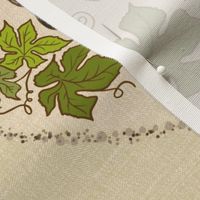 Quail and grapes tea towel