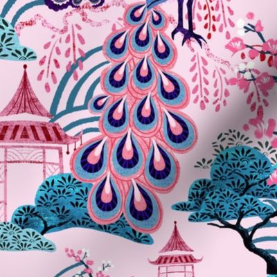 Pink Peacock Chinoiserie - Pink RS