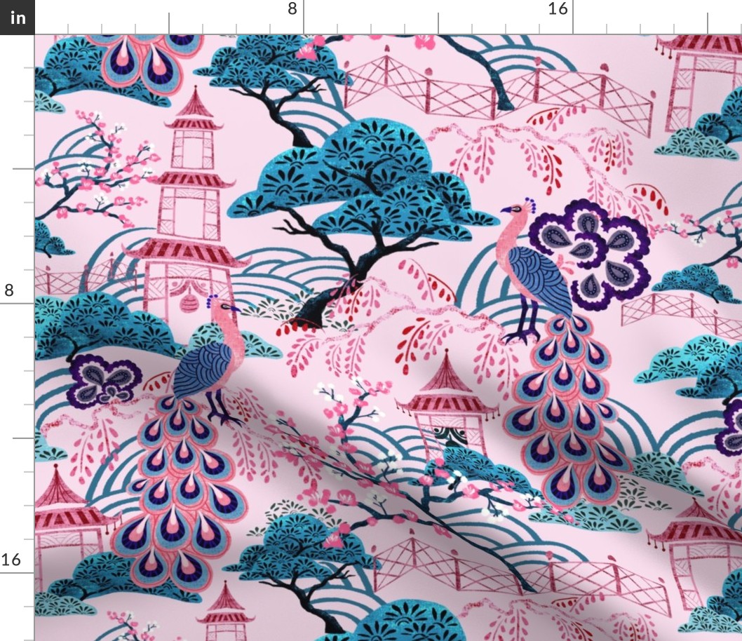 Pink Peacock Chinoiserie - Pink RS