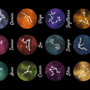 Zodiac constellations tea towel
