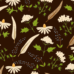 Brown botanical pattern