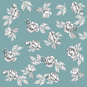 White peonies,floral pattern on a neu