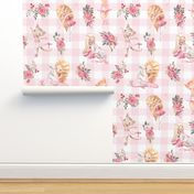 13"  Nursery for little Ballerinas on pink  - white gingham 1