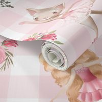 13"  Nursery for little Ballerinas on pink  - white gingham 1