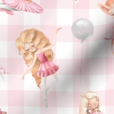 13" Nursery for little Ballerinas on pink  - white gingham 3