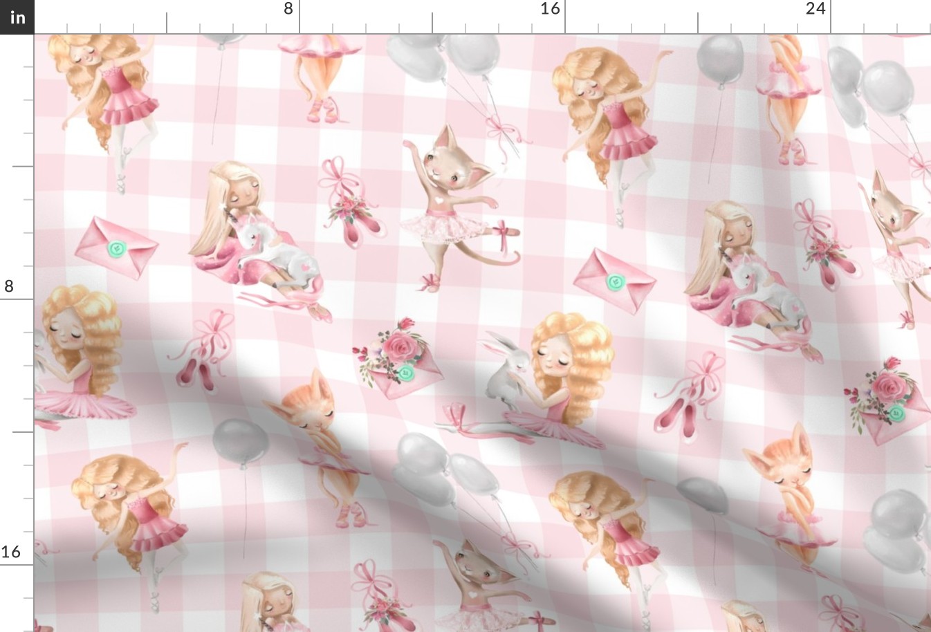 13" Nursery for little Ballerinas on pink  - white gingham 3