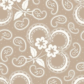 Heartland Rose Paisley: Light Brown & Cream Neutral Floral Paisley
