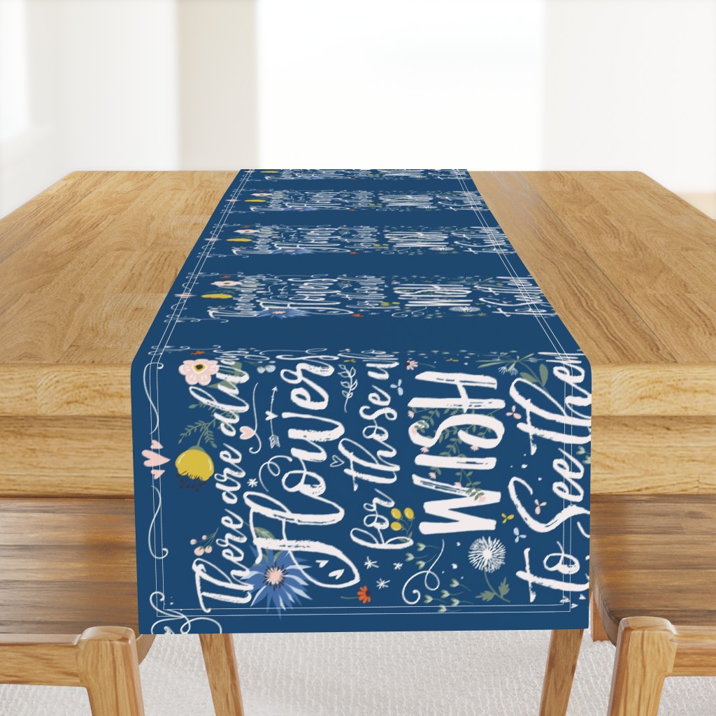 Floral Tea Towel on Dark Blue