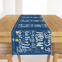 Floral Tea Towel on Dark Blue