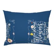 Floral Tea Towel on Dark Blue