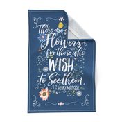 Floral Tea Towel on Dark Blue