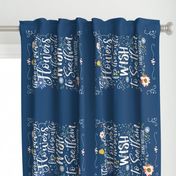 Floral Tea Towel on Dark Blue