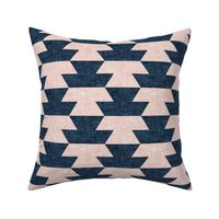 boho geometric aztec in silk pink and denim  - LAD19