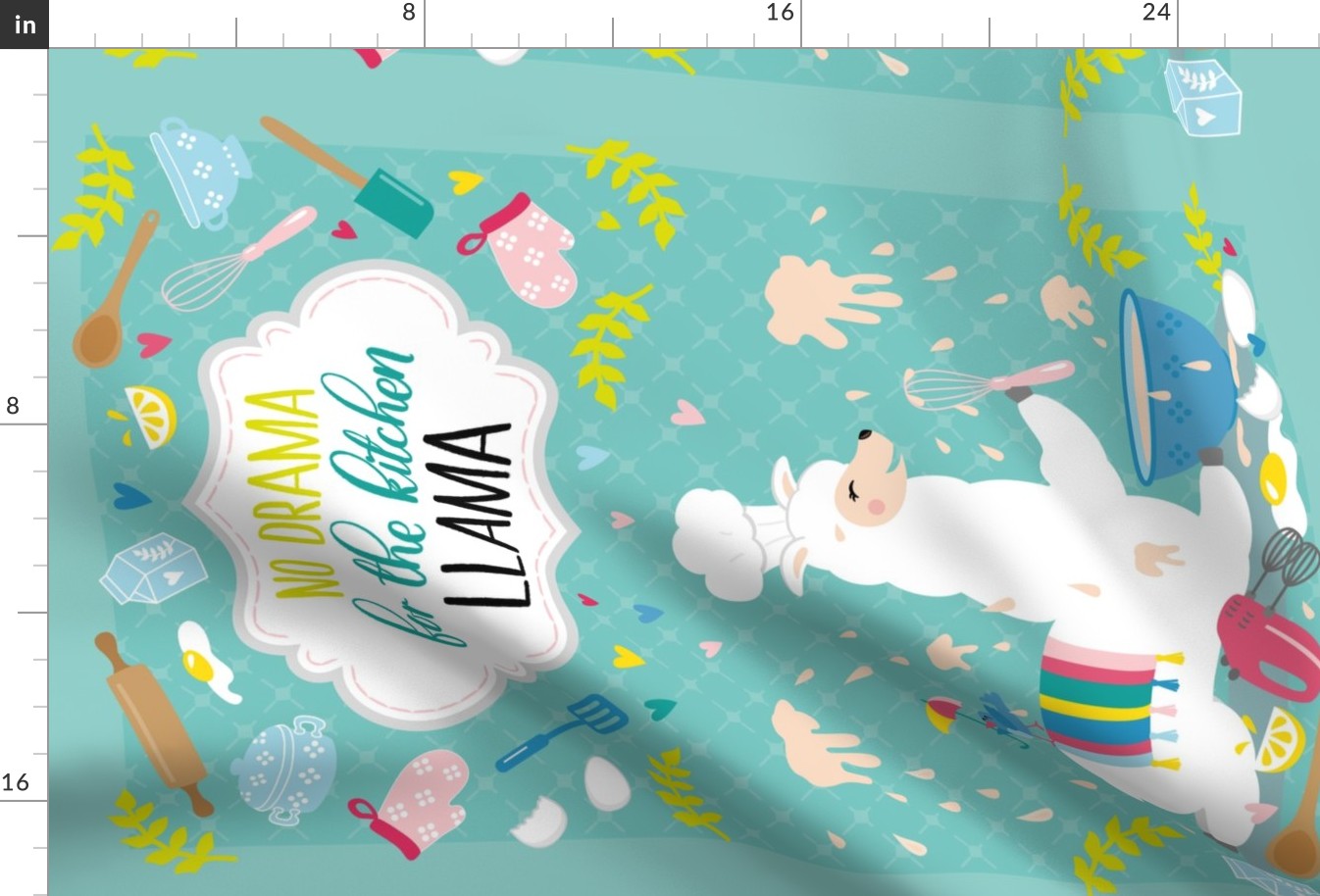 no drama for the kitchen llama ♥ tea towel design