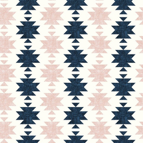 woven aztec - silk pink and denim blue  - LAD19