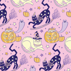 Witchy Cats in Pastel