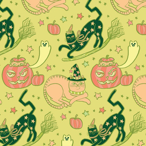 Witchy Cats in Pumpkin