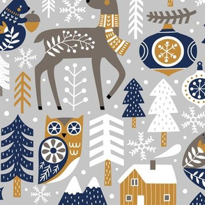Scandinavian Christmas / Light Grey / Large Scale