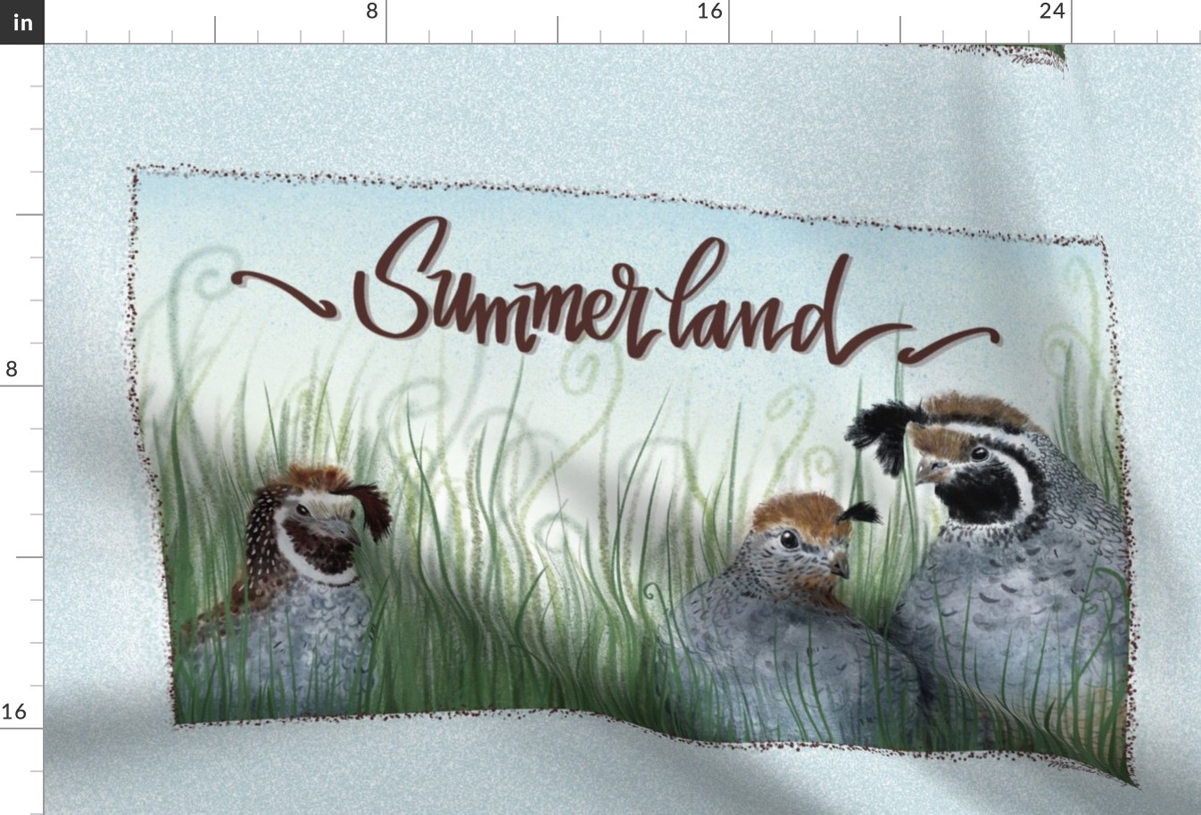 Summerland Quail tea towel