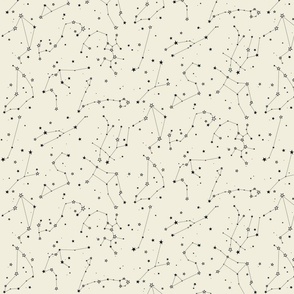 small - stars in the zodiac constellations in black on beige