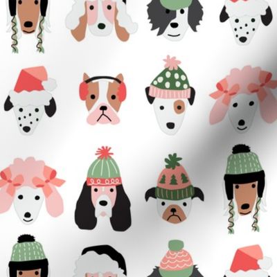 Christmas Holiday Puppy Dogs in Cute Santa Winter Hats - 2 inch