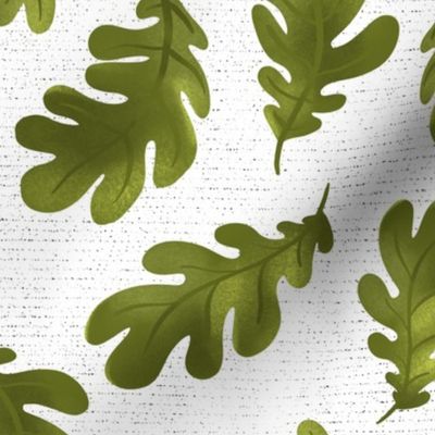Green Oak Leaves on textured background