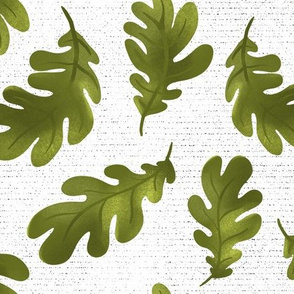 Green Oak Leaves on textured background