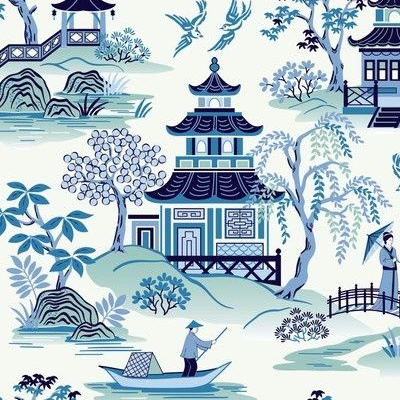 French Chinoiserie Fabric, Wallpaper and Home Decor | Spoonflower
